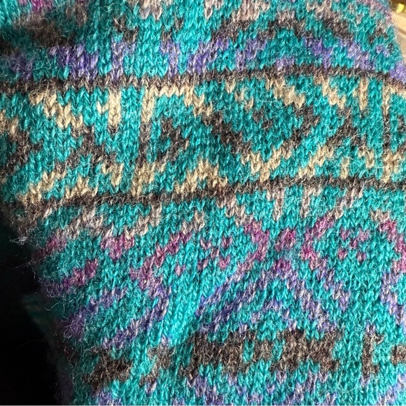 Colours by Alexander Julian Men’s Vintage Blue Green Teal Knit WOOL Sweater - Picture 4 of 4